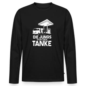 Die Jungs von der Tanke Geschenk lustig Spruch - Männer Premium Bio Langarmshirt - Schwarz - Vorne - Nico (187cm)