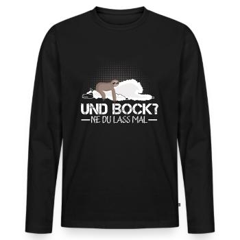 Faulenzen Chillen lustiges Motiv Faultier Spruch - Männer Premium Bio Langarmshirt - Schwarz - Vorne - Nico (187cm)