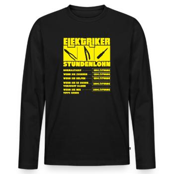 Lustiges Elektriker Shirt Stundenlohn Geschenk - Männer Premium Bio Langarmshirt - Schwarz - Vorne - Nico (187cm)