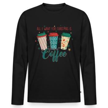 Coffee Coffee Drinker Gift Idea - Men's Premium Organic Long Sleeve Shirt - black - Front - Nico (187cm)