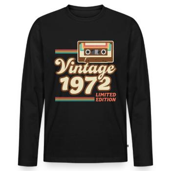Né 1972 Année de construction Idée cadeau vintage rétro - T-shirt manches longues Premium bio Homme - noir - Devant - Nico (187cm)