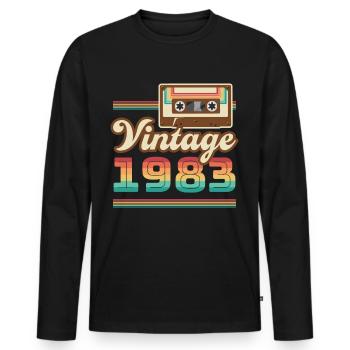 1983 Année de construction Idée cadeau vintage rétro - T-shirt manches longues Premium bio Homme - noir - Devant - Nico (187cm)