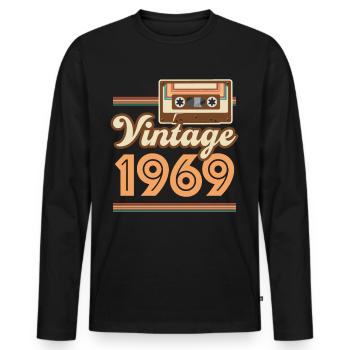 1969 Année de construction vintage - T-shirt manches longues Premium bio Homme - noir - Devant - Nico (187cm)