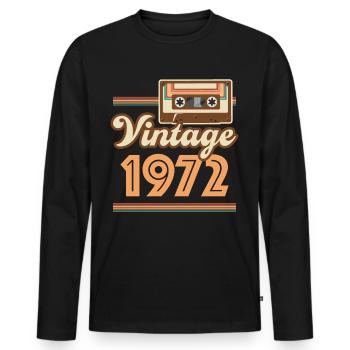 1972 Année de construction vintage - T-shirt manches longues Premium bio Homme - noir - Devant - Nico (187cm)