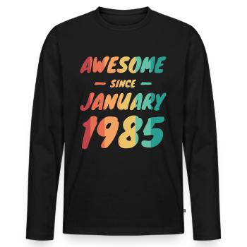 Jahrgang 1985 Geburtsjahr Geburtsdatum - Männer Premium Bio Langarmshirt - Schwarz - Vorne - Nico (187cm)