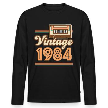 1984 Année de construction vintage - T-shirt manches longues Premium bio Homme - noir - Devant - Nico (187cm)