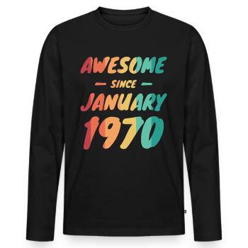 Born 1970 Year of birth Date of birth - Men's Premium Organic Long Sleeve Shirt - black - Front - Nico (187cm)
