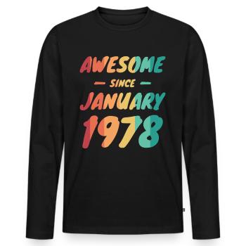 Né en 1978 Année de naissance Date de naissance - T-shirt manches longues Premium bio Homme - noir - Devant - Nico (187cm)
