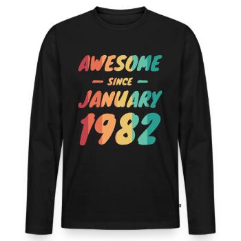 Jahrgang 1982 Geburtsjahr Geburtsdatum - Männer Premium Bio Langarmshirt - Schwarz - Vorne - Nico (187cm)