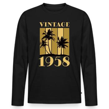 Jahrgang 1958 Geburtsjahr Geburtsdatum Vintage - Männer Premium Bio Langarmshirt - Schwarz - Vorne - Nico (187cm)