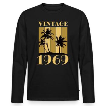 Born 1969 Year of birth Date of birth Vintage - Men's Premium Organic Long Sleeve Shirt - black - Front - Nico (187cm)