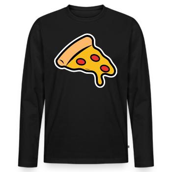 Idée cadeau de dessin de pizza - T-shirt manches longues Premium bio Homme - noir - Devant - Nico (187cm)