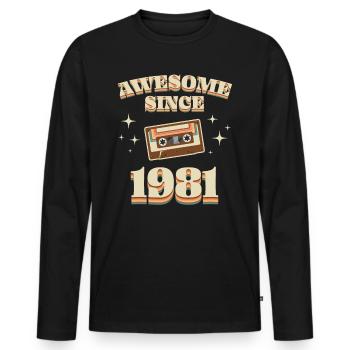1981 born vintage vintage gift idea retro - Men's Premium Organic Long Sleeve Shirt - black - Front - Nico (187cm)