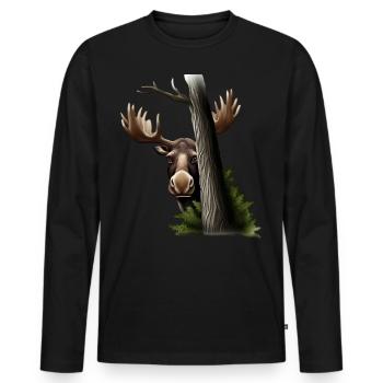 Cache-cache : Orignal - T-shirt manches longues Premium bio Homme - noir - Devant - Nico (187cm)