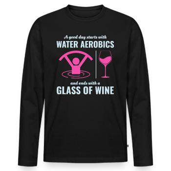 Wassergymnastik Aquafitness Aqua Exercise Wein - Männer Premium Bio Langarmshirt - Schwarz - Vorne - Nico (187cm)