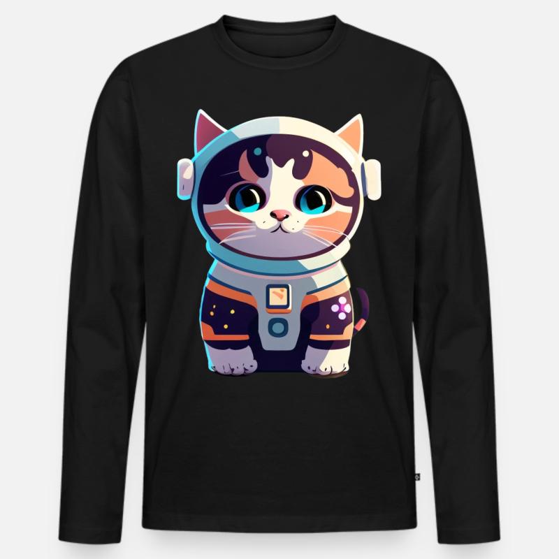 Niedlicher Chatstronaut #4 - Männer Premium Bio Langarmshirt - Schwarz