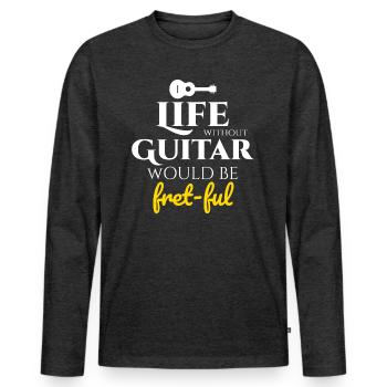Fret-fully Funny: Célébrer la vie avec des guitares - T-shirt manches longues Premium bio Homme - anthracite chiné - Devant - Nico (187cm)