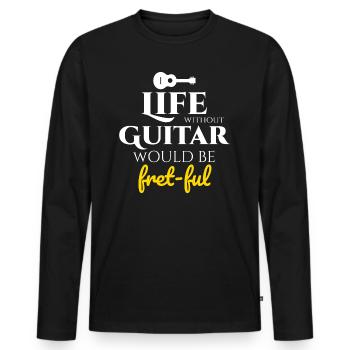 Fret-fully Funny: Célébrer la vie avec des guitares - T-shirt manches longues Premium bio Homme - noir - Devant - Nico (187cm)