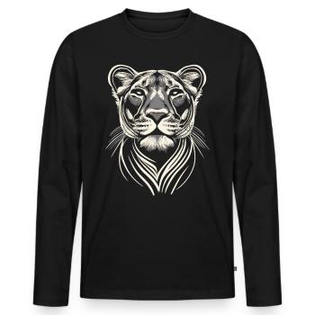Die Königin der Savanne: Das Weiße Löwen-Porträt - Männer Premium Bio Langarmshirt - Schwarz - Vorne - Nico (187cm)