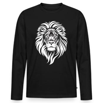 The Majesty: The White Lion - Men's Premium Organic Long Sleeve Shirt - black - Front - Nico (187cm)