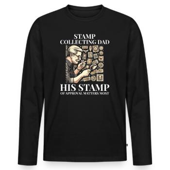 Timbres-poste d’époque Collectionneur de papa - T-shirt manches longues Premium bio Homme - noir - Devant - Nico (187cm)