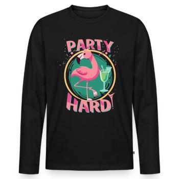 Party Flamingo Flair - Plaisir, Liberté, Célébration - T-shirt manches longues Premium bio Homme - noir - Devant - Nico (187cm)
