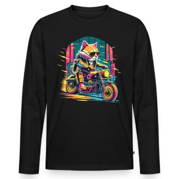 Ride with Paws - Cat power on the bike - Men's Premium Organic Long Sleeve Shirt - black - Front - Nico (187cm)