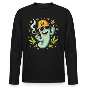 Stoned Ghost - Amusez-vous avec l’ de l’herbe - T-shirt manches longues Premium bio Homme - noir - Devant - Nico (187cm)