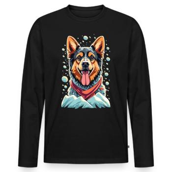 Snowy Shepherd Christmas with your German Shepherd - Men's Premium Organic Long Sleeve Shirt - black - Front - Nico (187cm)