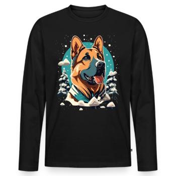 Merry Paws - Christmas with the German Shepherd - Men's Premium Organic Long Sleeve Shirt - black - Front - Nico (187cm)