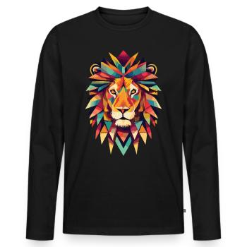 Geometric Lion Head - Men's Premium Organic Long Sleeve Shirt - black - Front - Nico (187cm)