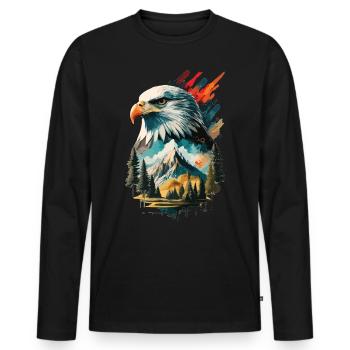 La liberté du ciel : les aigles et le paysage de montagne - T-shirt manches longues Premium bio Homme - noir - Devant - Nico (187cm)