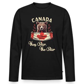 Aventure canadienne avec les ours - T-shirt manches longues Premium bio Homme - noir - Devant - Nico (187cm)