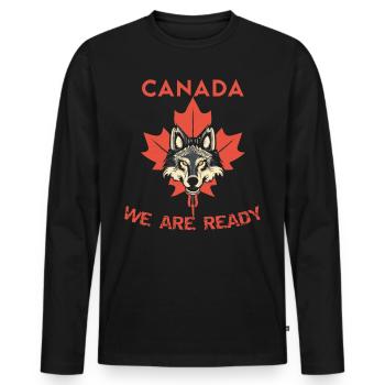 Canada Wolf Feuille d’érable - T-shirt manches longues Premium bio Homme - noir - Devant - Nico (187cm)