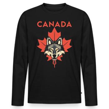 Canada Wolf Feuille d’érable - T-shirt manches longues Premium bio Homme - noir - Devant - Nico (187cm)