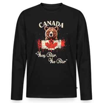 Aventure canadienne avec les ours - T-shirt manches longues Premium bio Homme - noir - Devant - Nico (187cm)