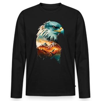 Adlerblick: Berglandschaft und Majestät der Lüfte - Männer Premium Bio Langarmshirt - Schwarz - Vorne - Nico (187cm)