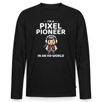 des années 80 Pixel Pioneer Avatar - Nostalgie du monde HD - T-shirt manches longues Premium bio Homme - noir - Devant - Nico (187cm)