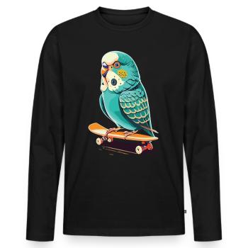 Skatepark Budgie : De l’action colorée en skateboard - T-shirt manches longues Premium bio Homme - noir - Devant - Nico (187cm)