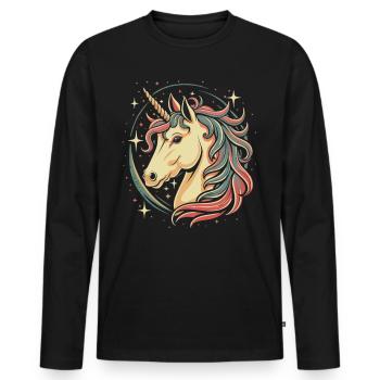 Unicorn in the starry sky: comic book design - Men's Premium Organic Long Sleeve Shirt - black - Front - Nico (187cm)