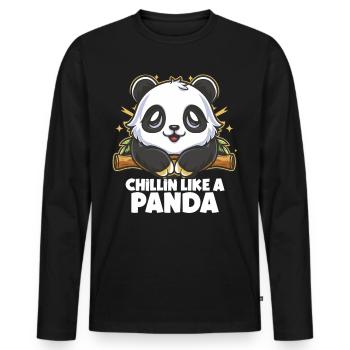 Chillin like a Panda - Men's Premium Organic Long Sleeve Shirt - black - Front - Nico (187cm)