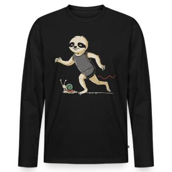 Running Like a Sloth: Humorous Sports Design - Men's Premium Organic Long Sleeve Shirt - black - Front - Nico (187cm)