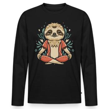Sloth Yoga: Serenity Meets Pose - Men's Premium Organic Long Sleeve Shirt - black - Front - Nico (187cm)