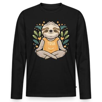 Zen Sloth : Yoga relaxant avec une touche d’originalité - T-shirt manches longues Premium bio Homme - noir - Devant - Nico (187cm)