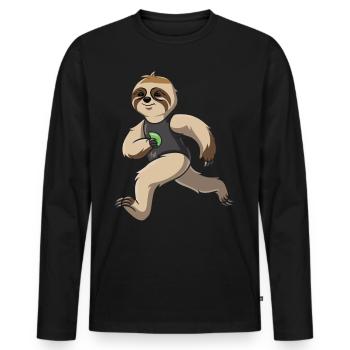 Paresseux à l’allure de la course : faire du jogging en tout confort - T-shirt manches longues Premium bio Homme - noir - Devant - Nico (187cm)