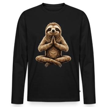 Sloth Yoga: Relaxation in Motion - Men's Premium Organic Long Sleeve Shirt - black - Front - Nico (187cm)