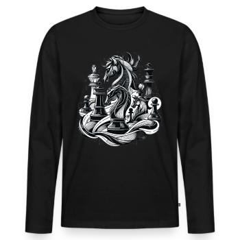 Echecs Elégants Stratégie Echecs - T-shirt manches longues Premium bio Homme - noir - Devant - Nico (187cm)