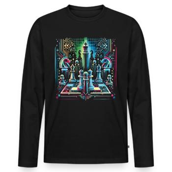 Conception d’échecs au néon lumineux - T-shirt manches longues Premium bio Homme - noir - Devant - Nico (187cm)