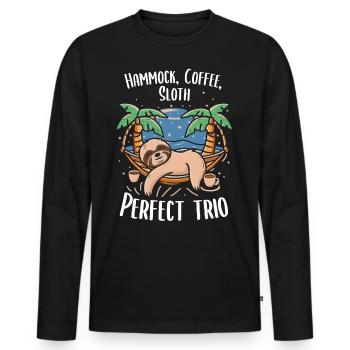 Plaisir détendu du café : style paresseux - T-shirt manches longues Premium bio Homme - noir - Devant - Nico (187cm)
