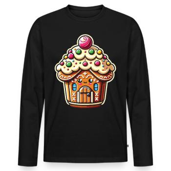 Gingerbread House Fantasy: Cupcake Edition - Men's Premium Organic Long Sleeve Shirt - black - Front - Nico (187cm)
